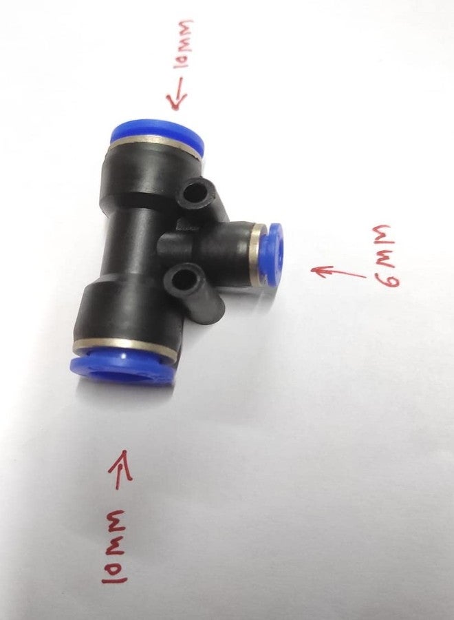 CRAFTSFY 10mm X 6mm X10mm One Touch Push In T Shape 3 Way Connector Quick Fittings Pneumatic Straight Push in Pneumatic Quick Fittings Pneumatic Connector Size 10mm X6mm X10mm T(Pack of 1) - Image 5